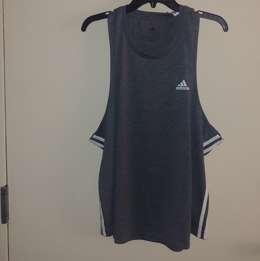Adidas Women's Primegreen AeroReady Grey & White Workout Tank Top Shirt Size 2XL